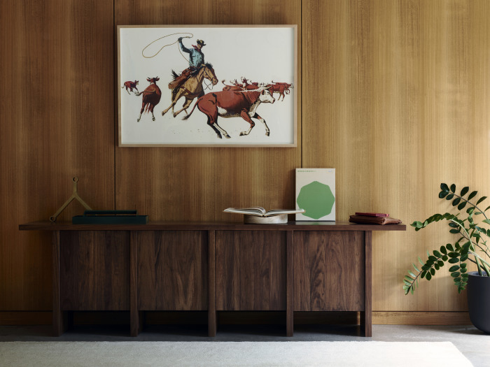 Solid walnut credenza in a beautiful room setting